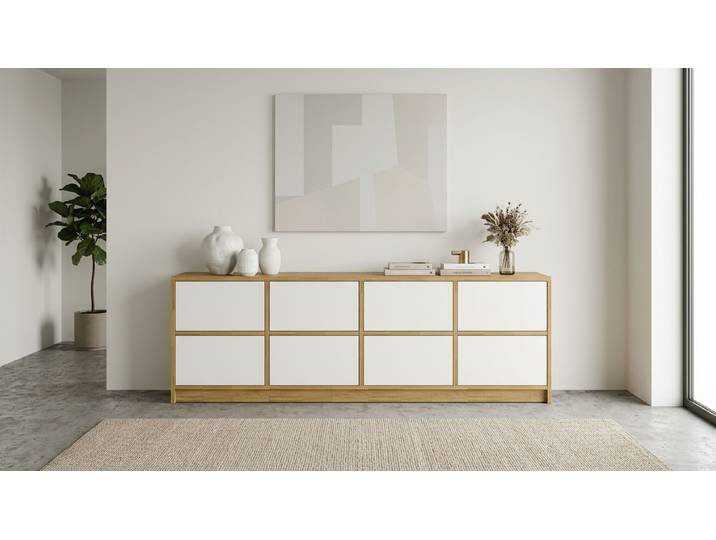 Langes Sideboard - Kommode mit vielen Optionen Eiche Natur geölt