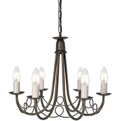 Kronleuchter Hängeleuchte Pendellampe Stahl Schwarz Gold D 48cm Esszimmerleuchte
