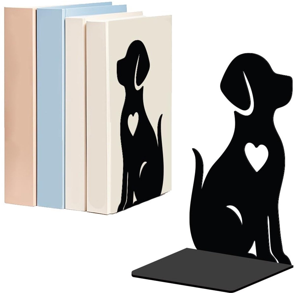 Set van 2 zwarte honden boeksteunen voor decoratie