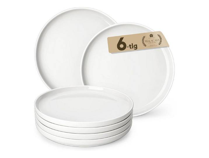 LuxusKollektion Dessertteller Dessertteller Porzellan 21cm Servierteller Dessertteller 6 Tlg Weiß, (1 St)