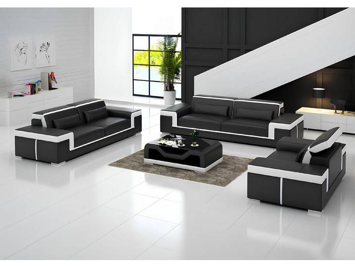 JVmoebel Sofa Elegantes Leder-Sofa in Weiß mit exzellenter Polsterung, Set, Made in Europa