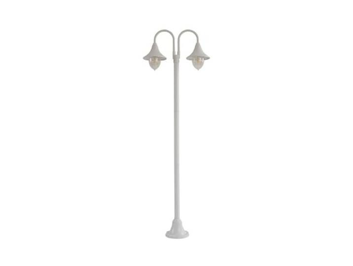 Lindby Gartenlaterne für draußen in weiß, Mastleuchte Kandelaber Außen Stehlampe IP44 Spritzwassergeschützt, E27, 2 Flammig, Modern, aus Aluminium