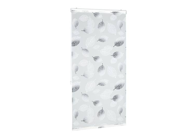 Duschrollo Blätter 80 x 240 cm Weiss-Schwarz