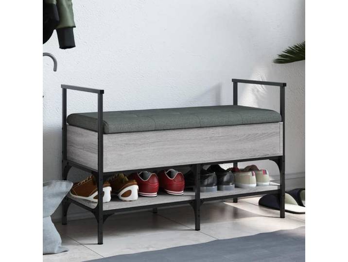 Banc à Chaussures Banquette de Rangement avec Siège Meuble à Chaussures avec Coussin Moderne Sonoma Gris 835232