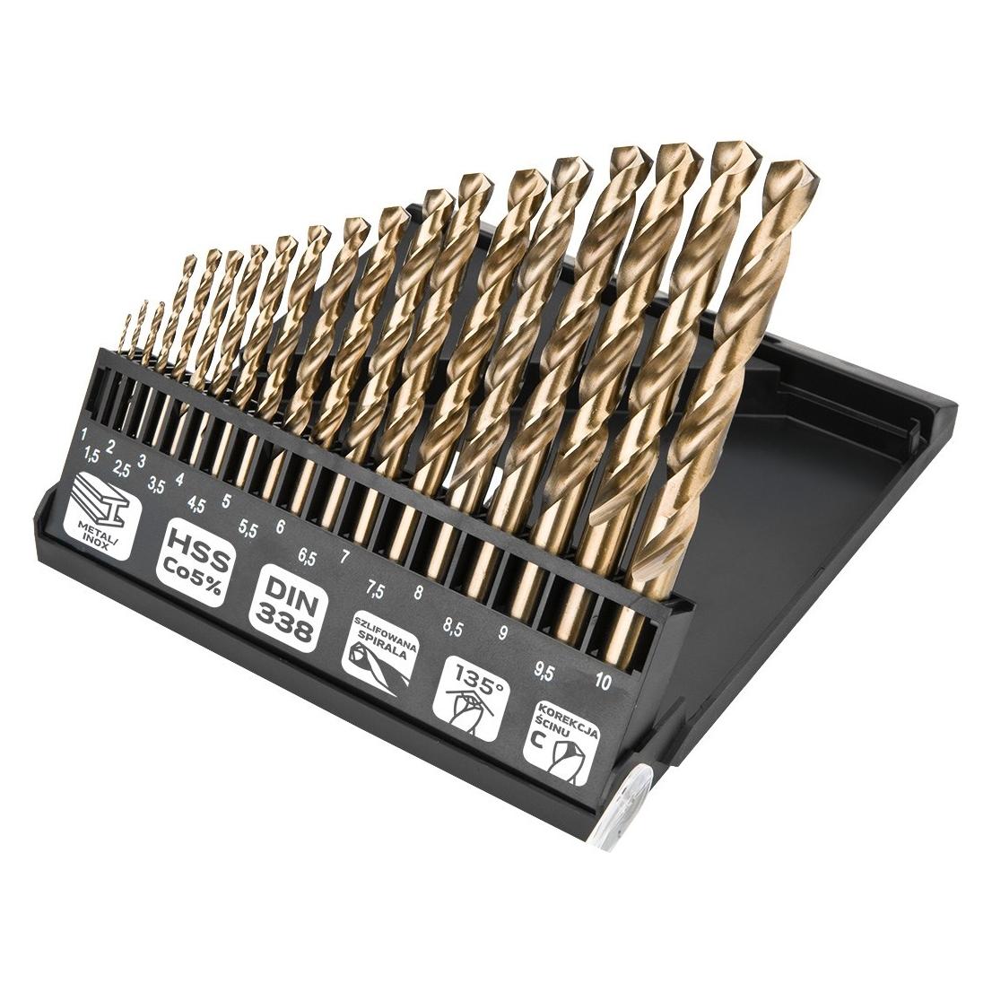 Neo Wiertła do metalu HSS-Co 1.0-10.0 mm, zestaw 19 szt. (57-089)