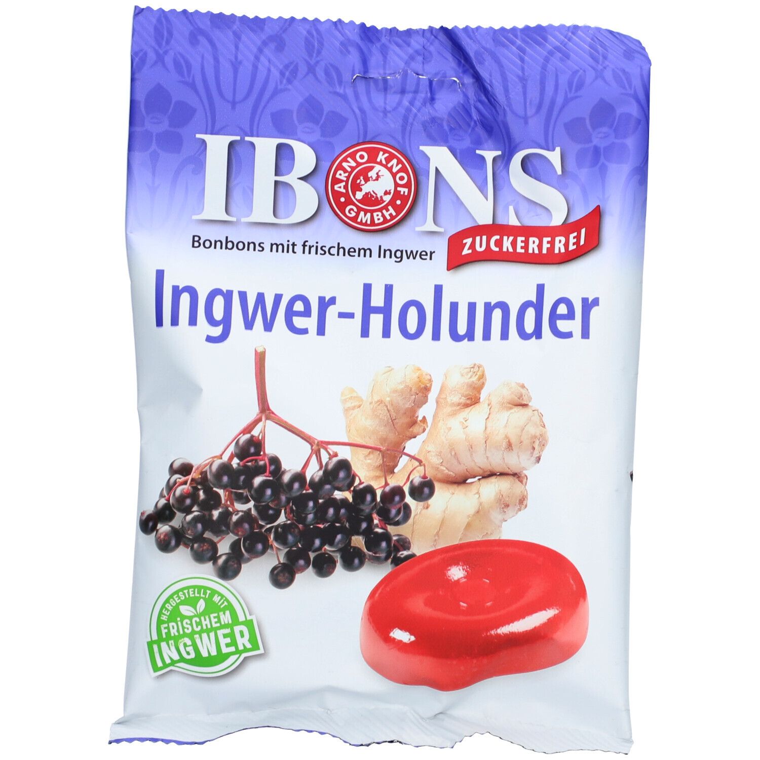 Ibons Ingwer Holunder o.Zucker Tüte Lutschbonbons 75 g Bonbons