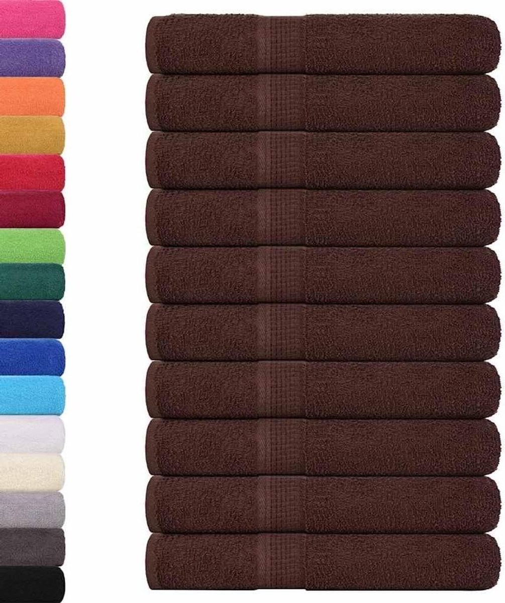 Set van 10 bruine handdoeken van 100% katoen, 100x200 cm
