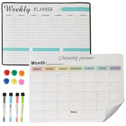 Relaxdays Whiteboard für Kühlschrank 2er Set Weiß,Schwarz,Türkis