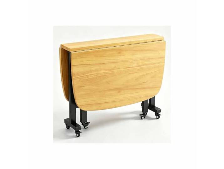 JHIAADEY Klappbarer Esstisch, ausziehbarer Küchenschreibtisch Metallrahmen, Feststellbare Lenkrollen, Zusammenklappbar, Platzsparend, Geeignet for Arbeiten(Natural wood,120*70cm)