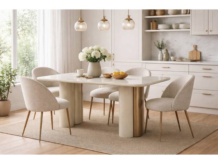 Xlmoebel Essgruppe Eleganter beiger Stuhl mit Metallgestell für Terrasse und Veranda, (Einzelstuhl, 1-tlg., Beiger Stuhl), Made in Europa