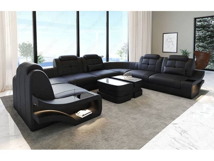 Sofa Elena Eleganz U-Form in Leder