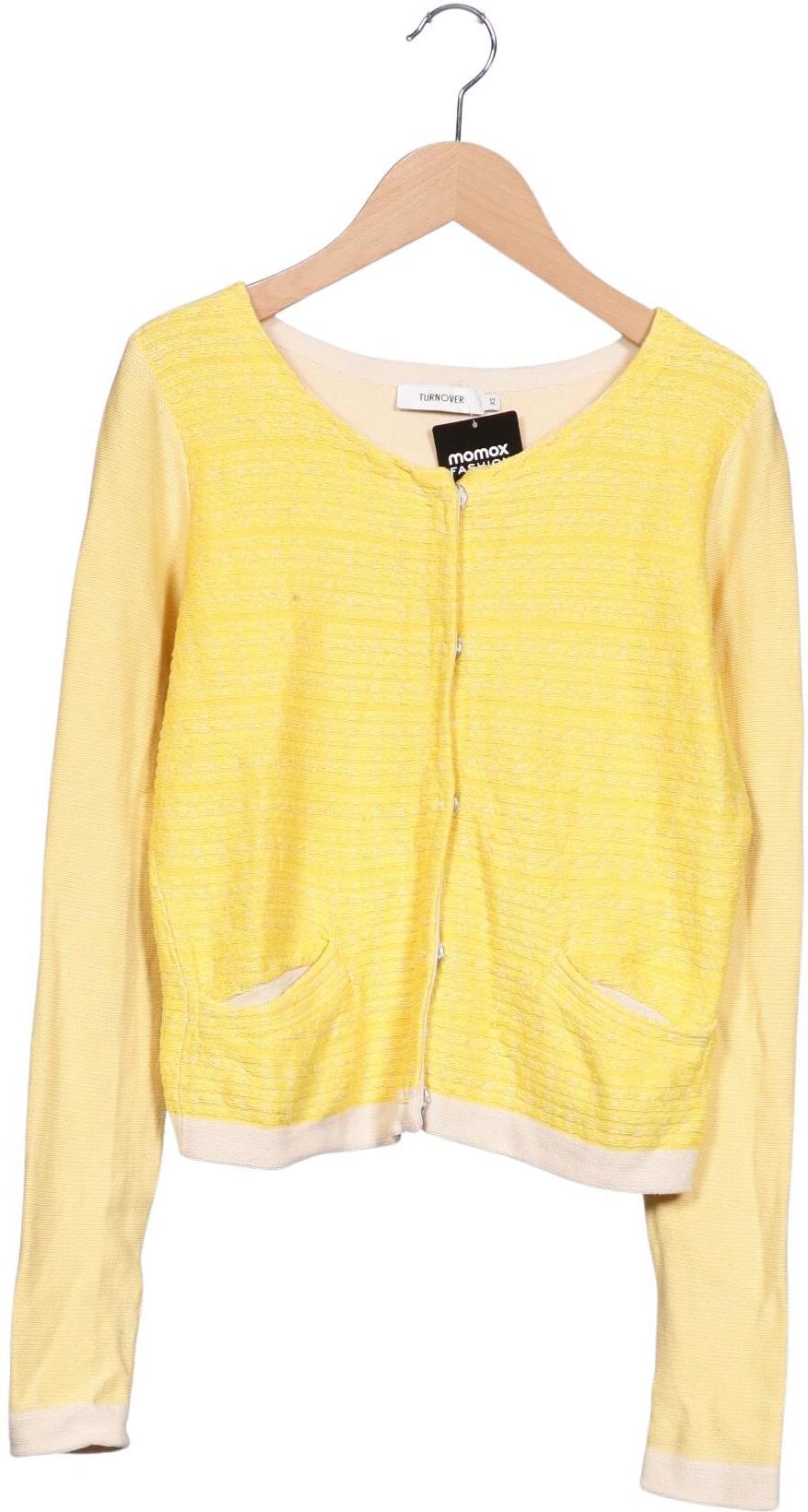 Turnover Damen Strickjacke, Gelb, Gr. XS, Baumwolle - Second Hand