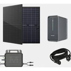 920W Balkonkraftwerk Komplettset mit Stromspeicher, 2x 460W Glas-Glas Module (bifacial, Full Black), 800W WiFi Wechselrichter, 2,24 kWh Speicher