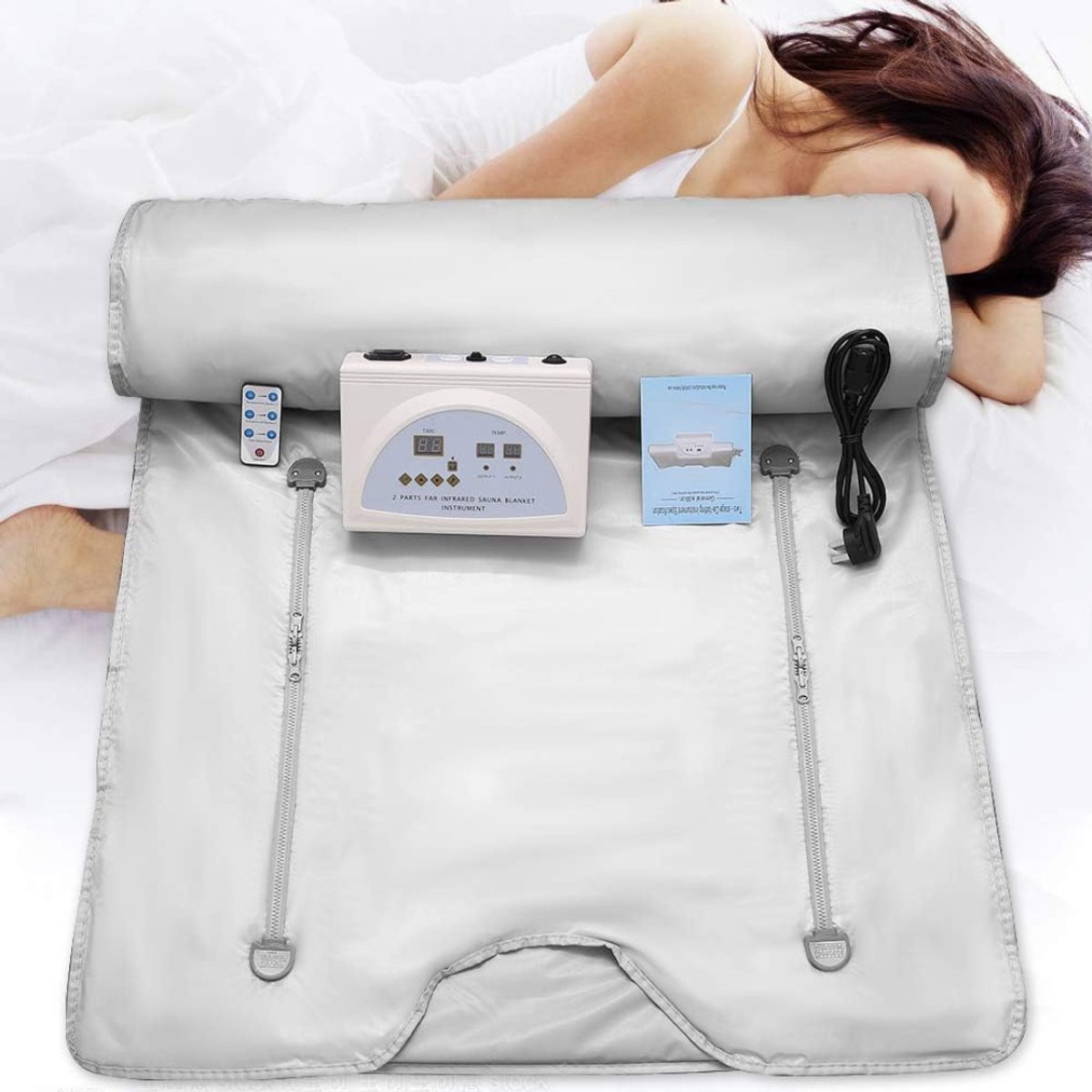 QIN® Saunadeken Infrarood voor volwassenen - Grijs - B/D/H: 45 x 35 x 20 cm