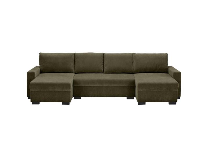 Ti'me Wohnlandschaft, Olivgrün, Kunststoff, 3-Sitzer, Füllung: Schaumstoff, U-Form, 328x140 cm, Liegefunktion, Rücken echt, Wohnzimmer, Sofas & Couches, Wohnlandschaften, Wohnlandschaft U-Form
