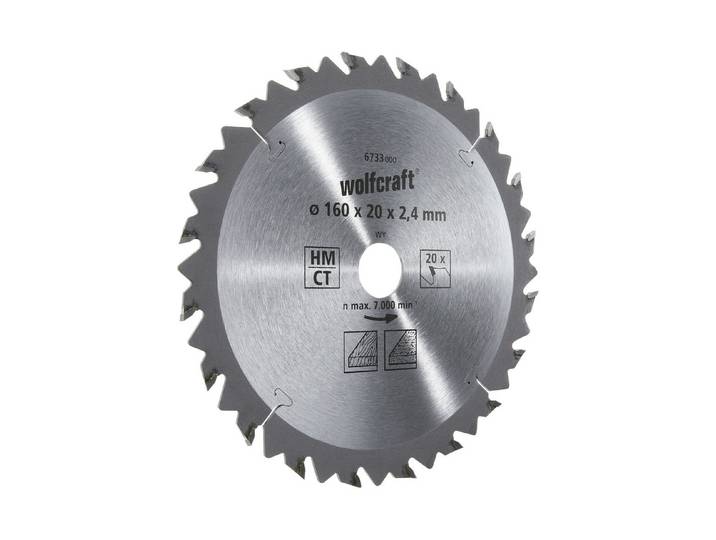 Wolfcraft Kreissägeblatt HM 160 × 20 mm