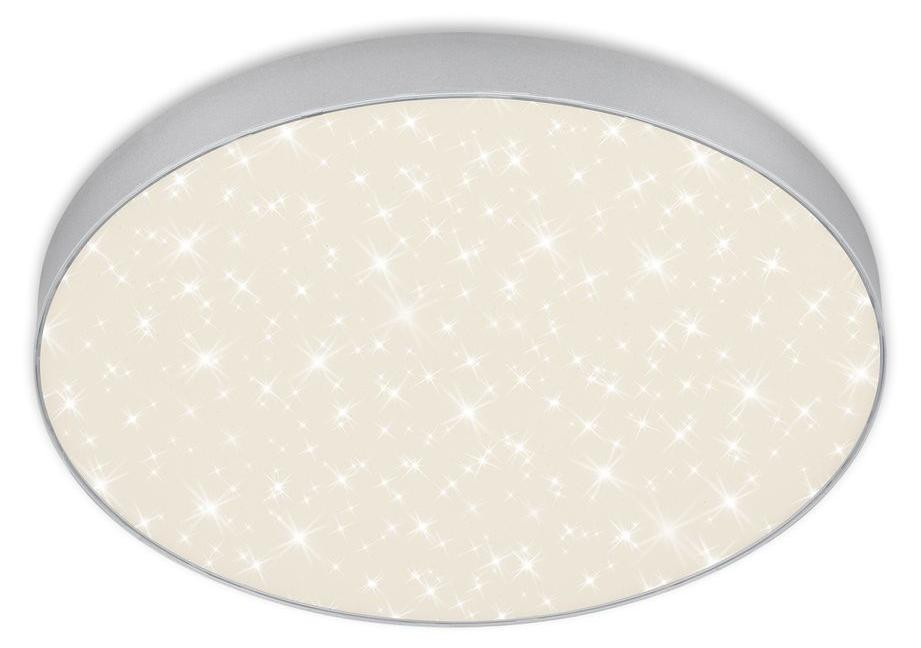 Briloner LED-plafondlamp Flame Star, zilver, Ø 38,7 cm, met sterrenhemel