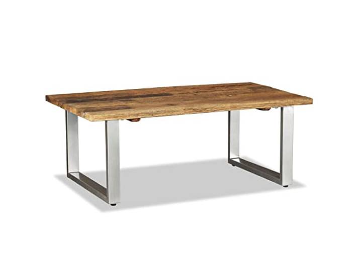 HEFZGDB Couchtisch Altholz Massiv 100x60x38 cm Industrie Vintage Beistelltisch aus recyceltem Holz mit Schmiedeeisen Beinen Einzigartige Holzmaserung Robuster Wohnzimmertisch