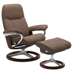 Stressless Sessel mit Hocker Consul Signature Leder Braun Batick Mole L (Large)