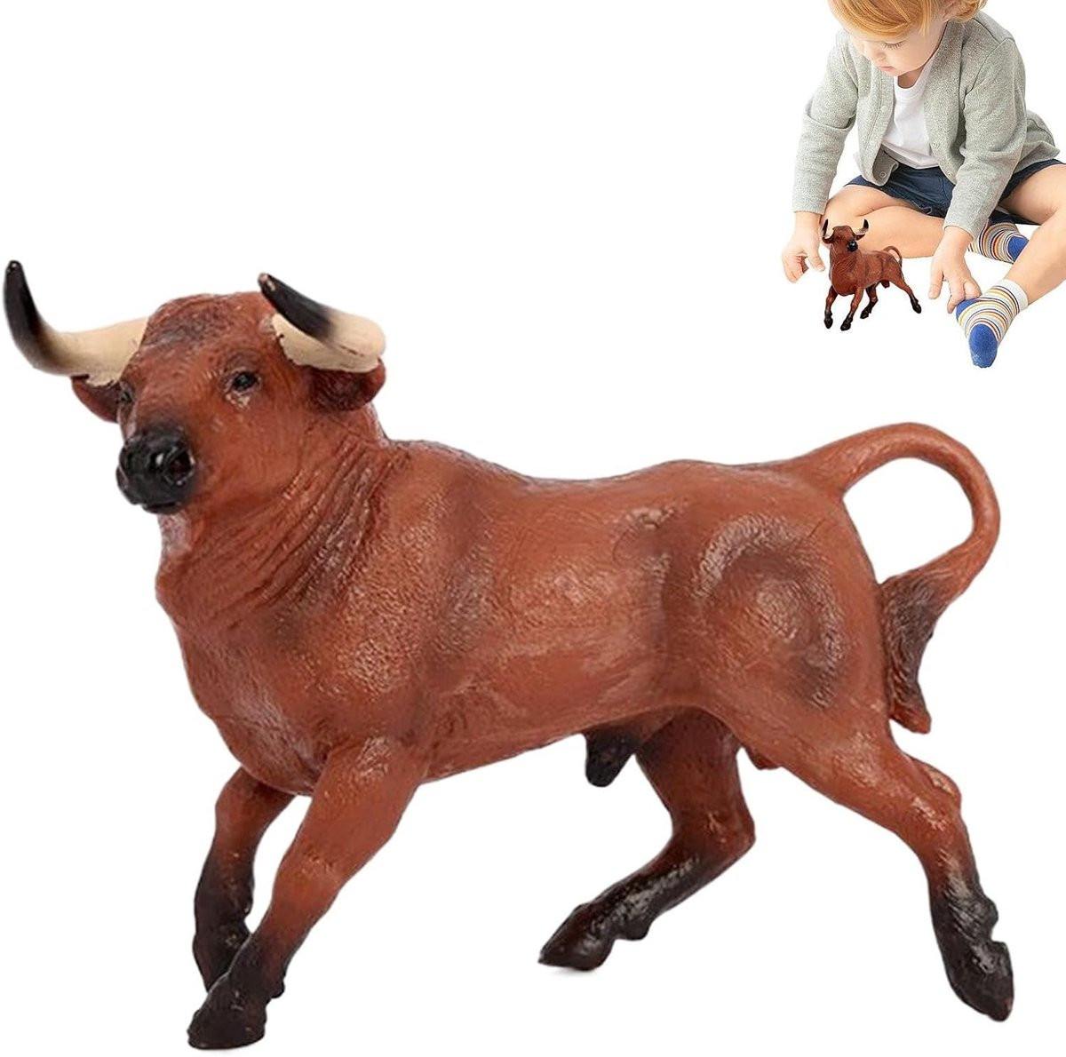 Handgeschilderd Koe Beeldje - Bruin Wit - Miniatuur Figuur voor Woning Decoratie - Breedte: 13 cm
