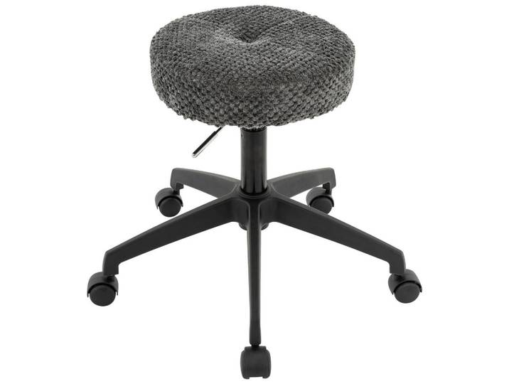 Carryhome Bürohocker, Schwarz, Grau, Textil, Kunststoff, Metall, Drehkreuz, 35x49-61x35 cm, Büromöbel, Bürostühle, Bürohocker