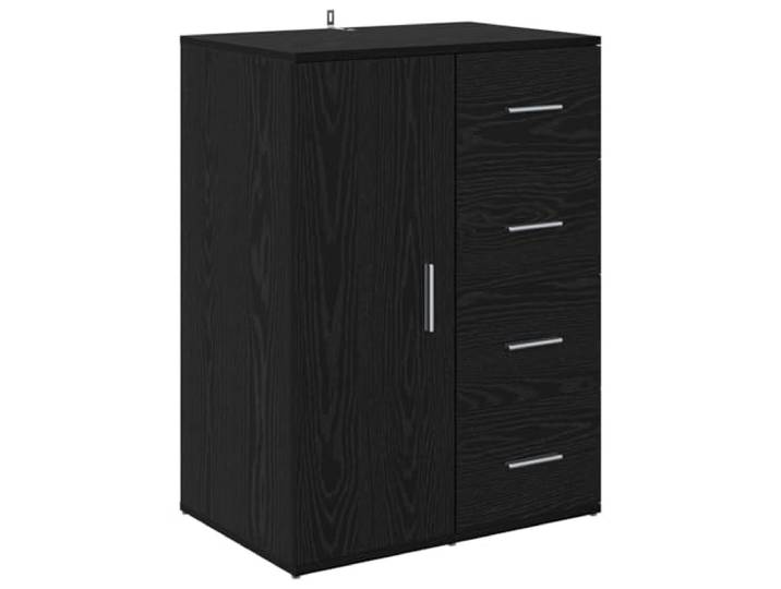 HKTMGDNG Sideboard Schwarz Eichen-Optik 59x39x80 cm Kommode Schrank Kompakter Beistellschrank für Wohnzimmer und Küche, ausgestattet mit Tür und Schublade für ordentliche Aufbewahrung.