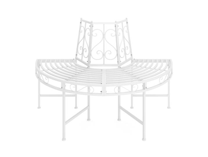 Gartenbank halbrund mit Rückenlehne LISE 124 cm weiss