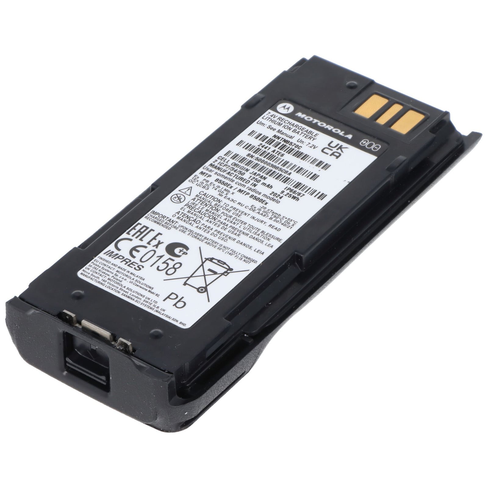 Motorola MTP8000 ATEX Accu NNTN8570B - 7.4V 1250mAh - 9.25Wh