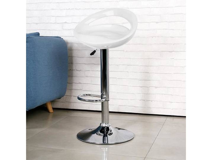 Lot de 2 Tabouret de Bar réglage en Hauteur chaises de bar Snack Blanc design ABS