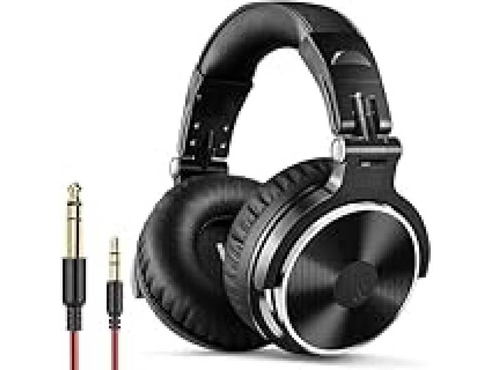 OneOdio Casque Audio Filaire DJ Piano Guitare avec Micro, Hi-Res Audio Extra Basse Son, Léger Confort Pliable Casques avec Share-Port, 2 câbles - Headphone pour PC Studio Monitor AMP Pro-10