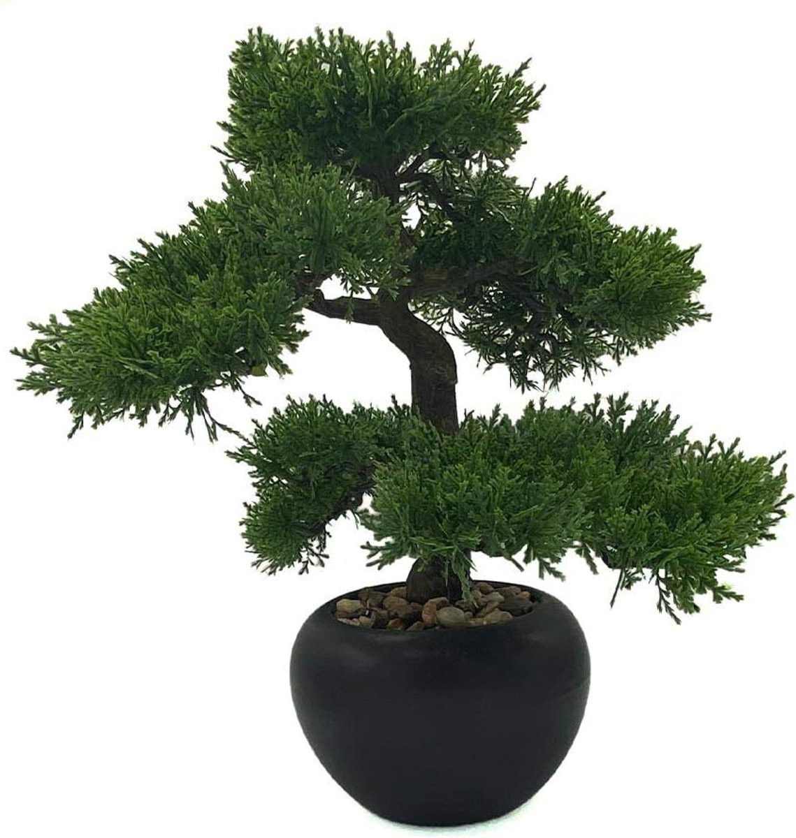 Bonsai Ceder Kunstboom in Zwarte Keramische Pot - Decoratieve Tafelplant