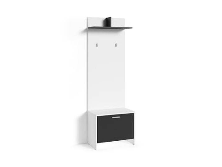 möbelando Sitzbank >Ben< in Weiß/Schwarz 60 x 48 x 35 cm (BxHxT)