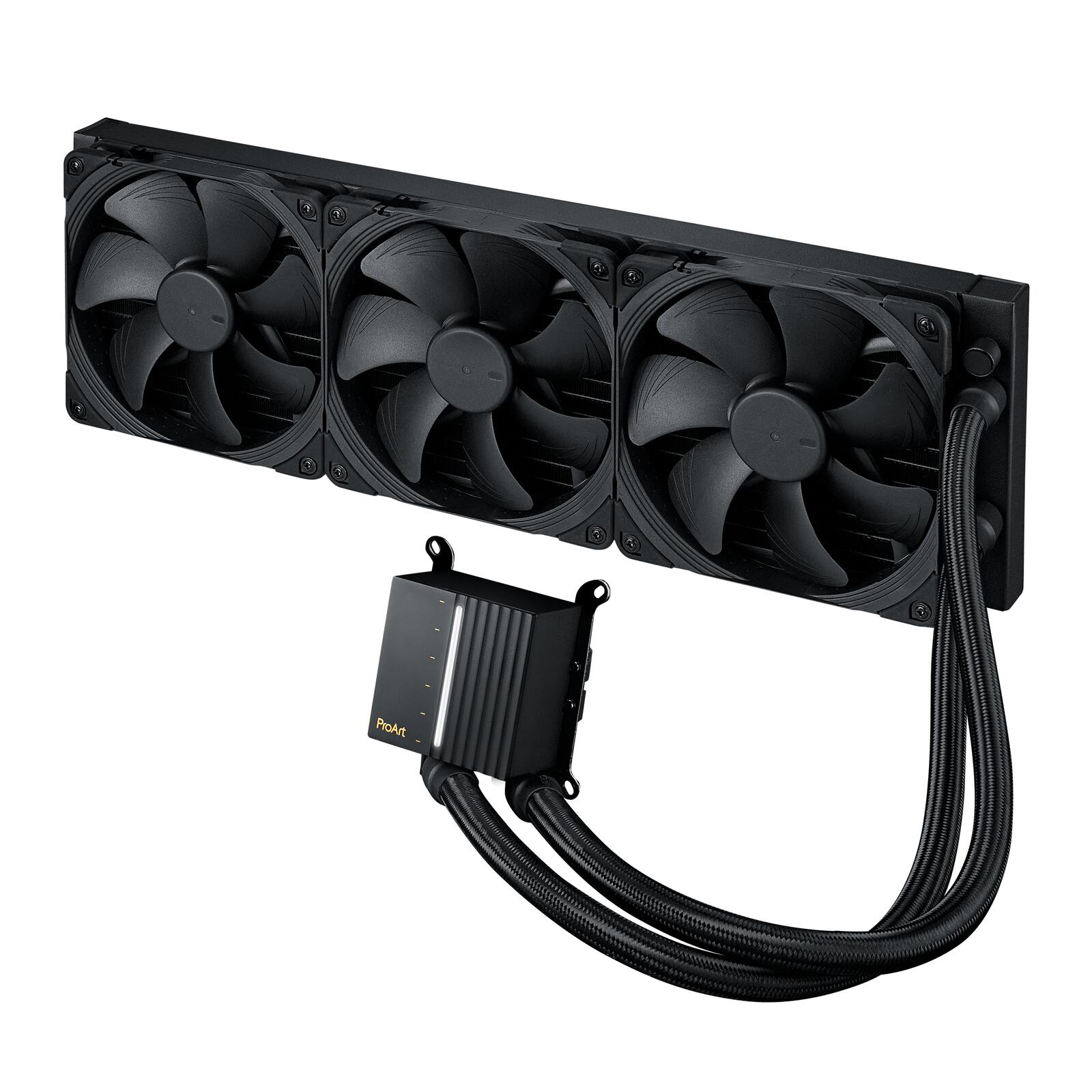 ASUS ProArt LC 420 All-in-One CPU-Wasserkühler (beleuchtete Systemstatusanzeige, 3x Noctua NF-A14 industrialPPC-2000 PWM 140mm Radiatorlüfter, 450 mm verstärkte, gesleevte Schläuche, schwarz) 90RC00N0-M0UAY0