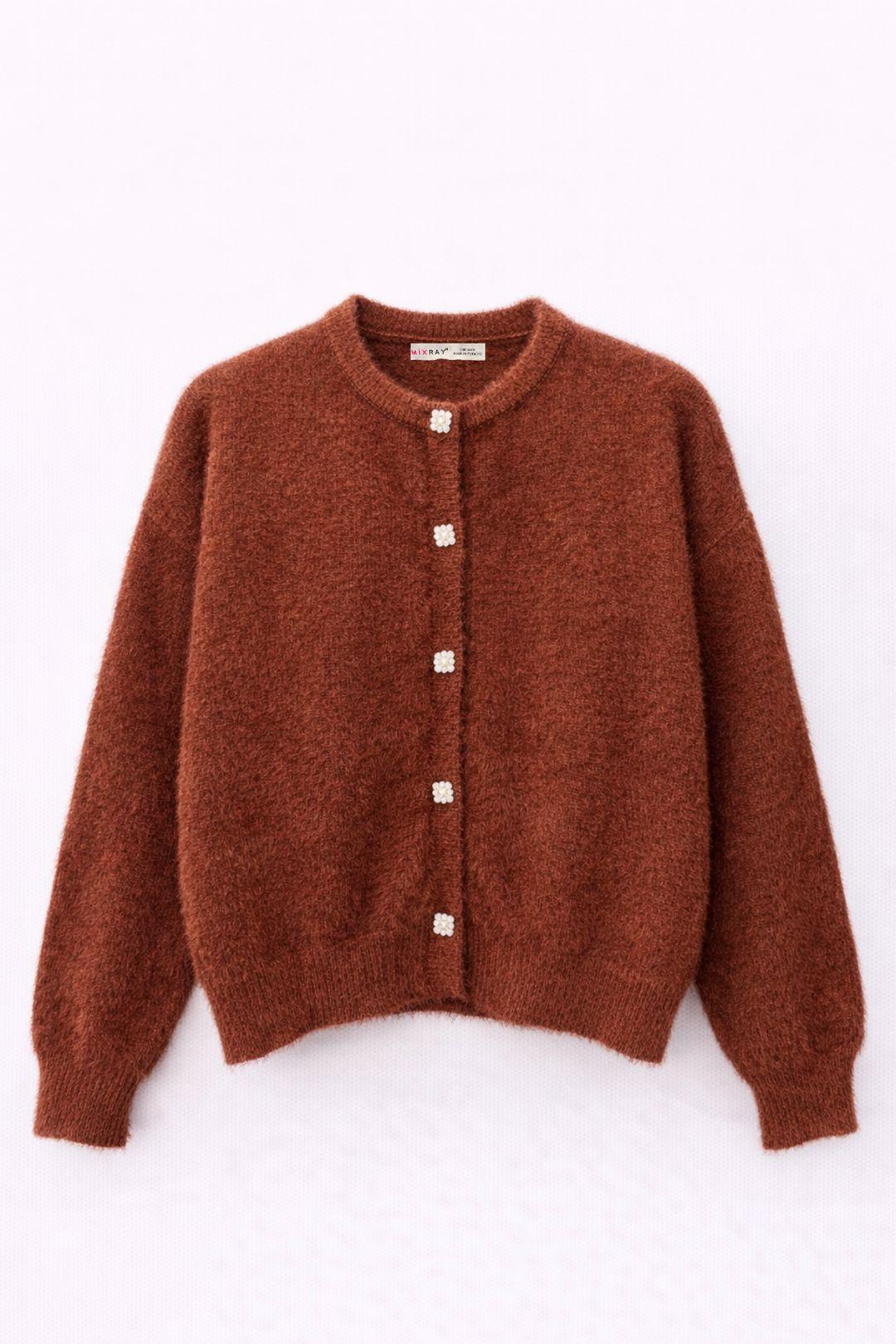 Oversized Jacquard Knopen Cardigan