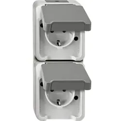Merten MEG2329-8029 SCHUKO-Doppel-Steckdose, senkrecht angeordnet, lichtgrau, AQUASTAR MEG23298029