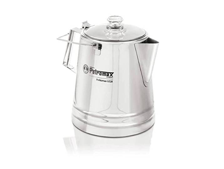 Petromax Perkomax Perkolator - Edelstahl Kaffeekanne & Teekanne - 3 L Große Outdoor-Kanne für Lagerfeuer, Gas & Elektroherd - mit Glasknauf zur Kontrolle von Aroma & Stärke - 1,5-3L Volumen