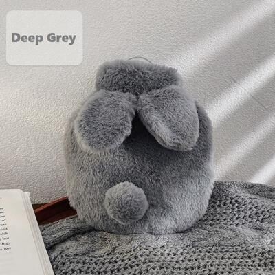 DynamicDeals Snuggle Bunny Hot Water Bottle Plush Cover For Cozy Winter Hand & Foot Warmth deep Grey