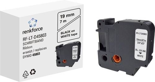 Renkforce RF-LT-D45803 Kompatibel ersetzt DYMO D1 - 45803 19mm Bandfarbe: Weiß Schriftfarbe: Schwarz 7m