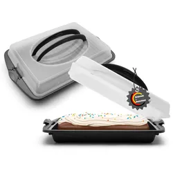 BigDean 2 Stück Kuchen Transportbox mit 2 Tragegriffen Rechteckig ideal für Blechkuchen – Muffin Transportbox Made in Germany