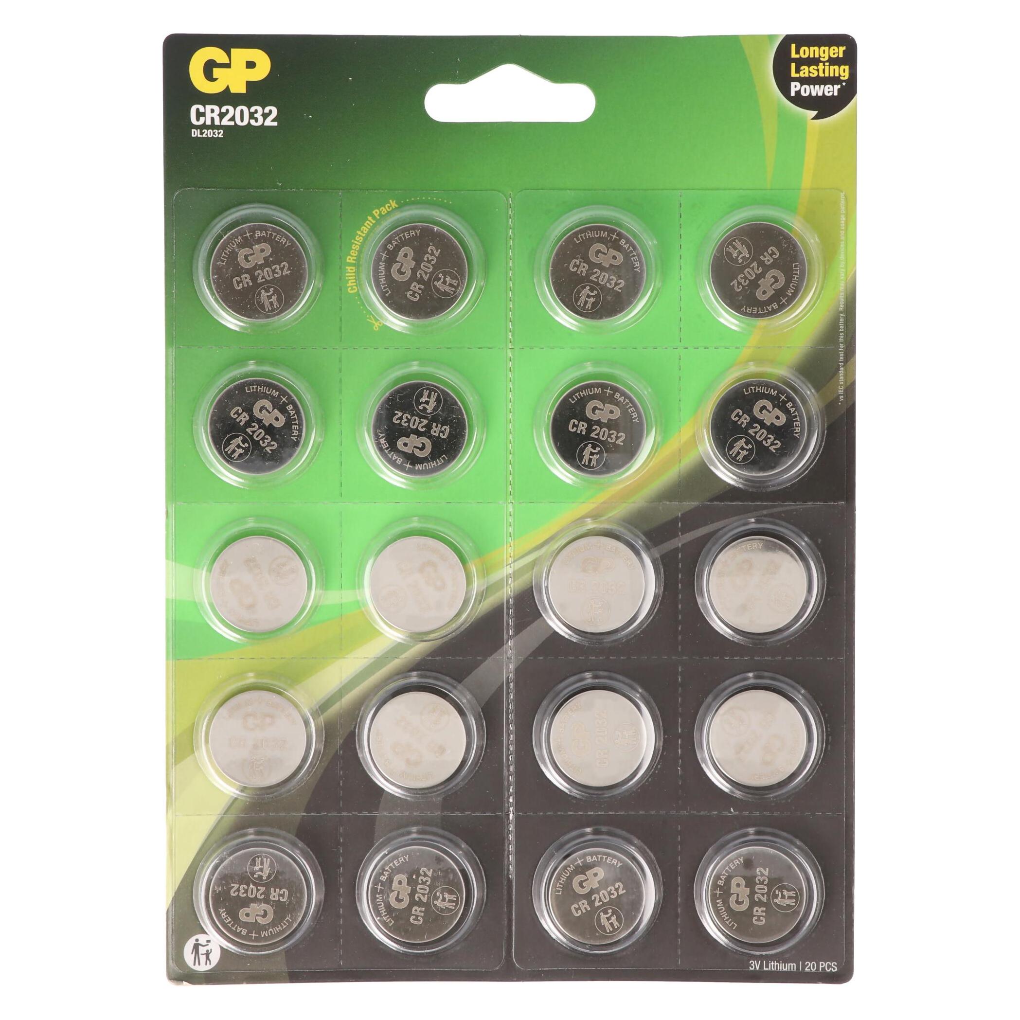 GP Batteries CR2032 (20 Stk., CR2032, 220 mAh) (0602032C20)