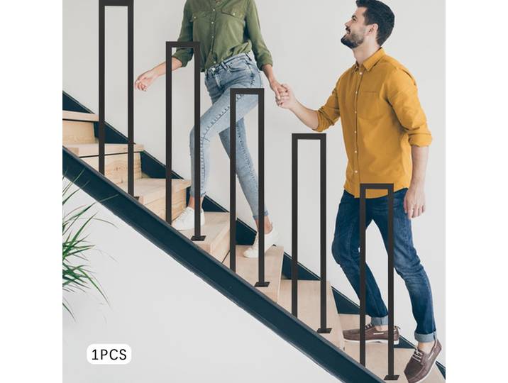 Main courante de sécurité de 39.4 × 7.87 pouces, main courante d'escalier en forme de U, garde-corps en tube galvanisé en fer forgé pour escalier grenier intérieur extérieur