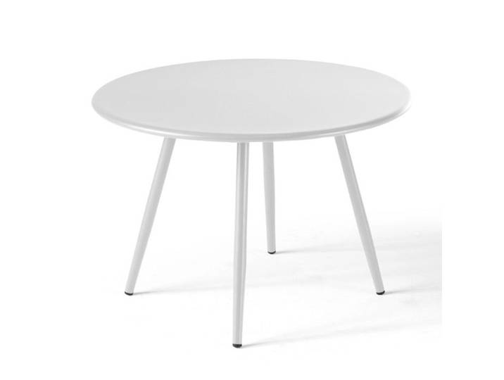 Table basse de jardin ronde en métal blanc 40 cm Palavas Oviala
