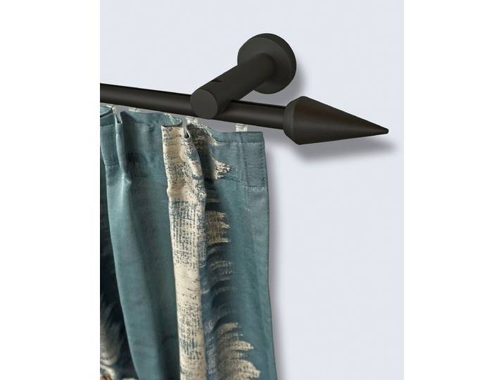 Gardinenstange GARESA AGROS , schwarz, L:500cm Ø:20mm, Aluminium, Holzwerkstoff, Kunststoff, Gardinenstangen, Gardinenstange, Vorhanggarnitur, einfache Montage, verlängerbar, Wandmontage, Spitze