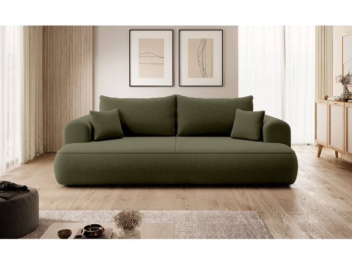 Canapé-lit Vert Velours Cassie 250 x 92 x 110cm Avec fonction couchage Moderne