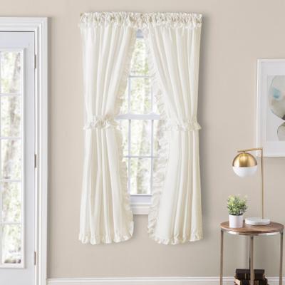 "Wide Width Classic Narrow Ruffle Priscilla Tiebacks by Ellis Curtains in Natural (Size 80"" W 45"" L)"