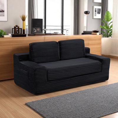 "70.9"" Corduroy 2-in-1 Convertible Boneless Sofa Bed with No Assembly Required"