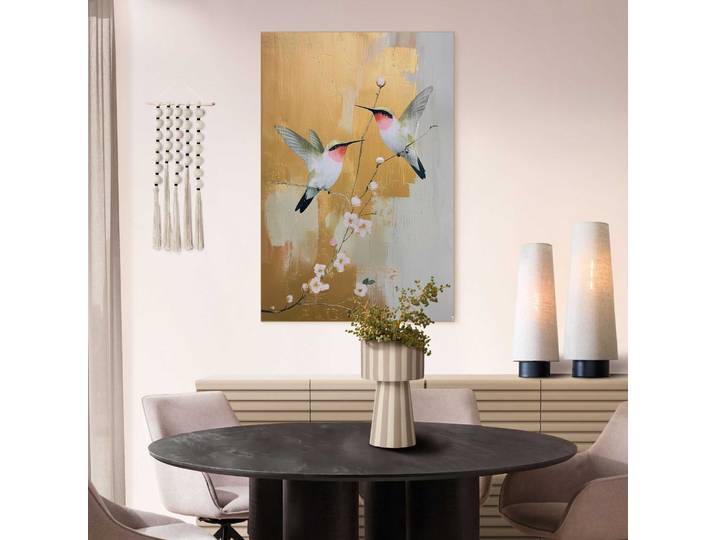Wandbild REINDERS Subtiler Flug , gold (farbe bild(er): gold), Bilder, B/H/T: 90cm x 60cm x 3cm, Tiere, 1 Stk., MDF, Wandbild, Wohnzimmer - Gold - MDF - Tiere - 90x60 cm, B:90cm H:60cm T:3cm