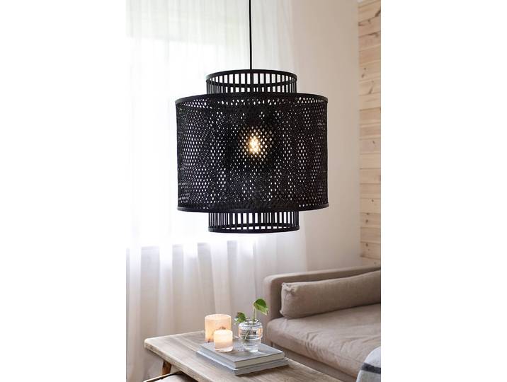 Suspension Strati 50 x 50 x 50cm Noir/Noir Fer verni Tiges de bambou E27