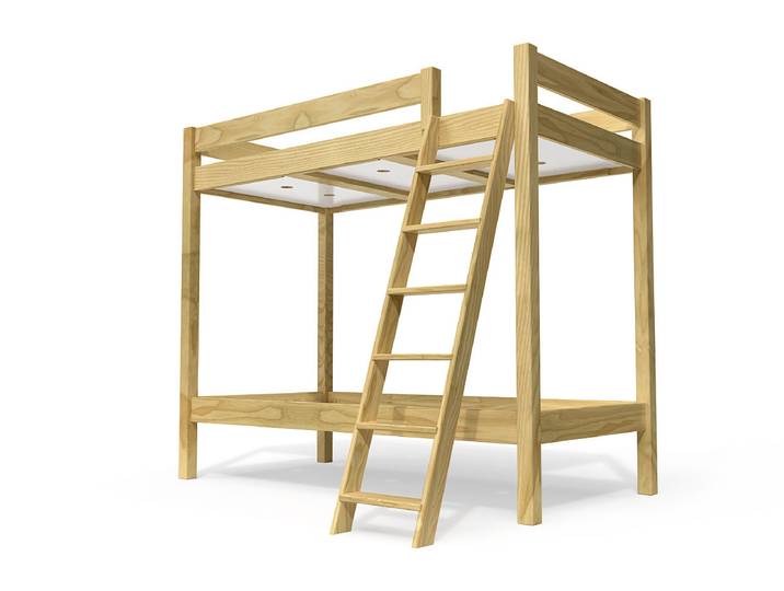Lit superposé 2 places 80x190 échelle inclinée bois ABC 80x190 Miel