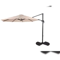 DELUKE Ampelschirm ULLA Ø 300cm Creme Aluminium Sonnenschirm mit Ständer UV-Schutz Aluminium Wasserabweisend